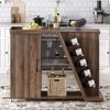 TREXM Kitchen Island Cart on Wheels with Adjustable Shelf and 5 Wine Holders; Storage Cart for Dining Room; Kitchen (Brown)