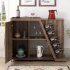 TREXM Kitchen Island Cart on Wheels with Adjustable Shelf and 5 Wine Holders; Storage Cart for Dining Room; Kitchen (Brown)