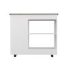 Nigella Kitchen Cart; Two Storage Shelves; Four Casters; Three Side Shelves -White / Dark Brown