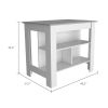 Cala Kitchen Island; Four Legs; Three Shelves -White / Ibiza Marble