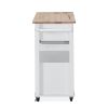 Julien Kitchen Trolley on Wheels Natural Tabletop+White