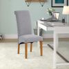 Set of 2 Uphostered Kitchen Dining Chairs w/Wood Legs; Padded Seat; Linen Fabric; Nails; Dining Chairs; Ideal for Dining Room; Kitchen; Living Room