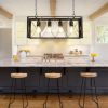 4 Lights Farmhouse Kitchen Island Pendant Lights; Industrial Chandelier Ceiling Suspension with Metal Frame E26 Black