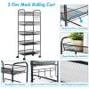 5 Tiers Storage Rack Trolley Home Kitchen Organizer Utility Basket Black