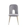 Mid Century Velvet Upholstered Dining Chair with Metal Legs for Kitchen; Dining; Living; Guest; Bed Room Side Chair; Set of 2; Gray