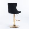 Golden Swivel Velvet Barstools Adjusatble Seat Height from 25-33 Inch; Modern Upholstered Bar Stools with Backs Comfortable Tufted for Home Pub and Ki