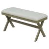 TOPMAX Farmhouse Rustic Wood Kitchen Upholstered Dining Bench; Gray Green