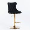 Golden Swivel Velvet Barstools Adjusatble Seat Height from 25-33 Inch; Modern Upholstered Bar Stools with Backs Comfortable Tufted for Home Pub and Ki