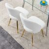 Modern Dining Chairs; Teddy Velvet Accent Chair; Living Room Leisure Chairs; Upholstered Side Chair with Golden Metal Legs for Dining Room Kitchen Van