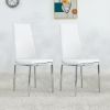 Grid Shaped Armless High Back Dining Chair; 2-Piece Set; Office Chair. Applicable to Dining Room; Living Room; Kitchen and Office.White Chair and Elec