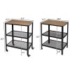 3-Tier Kitchen Microwave Cart, Rolling Kitchen Utility Cart, Standing Bakers Rack Storage Cart with Metal Frame for Living Room Gray RT