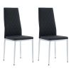 Grid Shaped Armless High Back Dining Chair; 2-Piece Set; Office Chair. Applicable to Dining Room; Living Room; Kitchen and Office.Black Chair and Elec