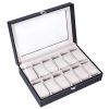 12 Slot Leather Watch Box Display Case Jewelry Organizer for Men & Women