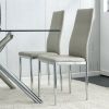 Grid Shaped Armless High Back Dining Chair; 2-Piece Set; Office Chair. Applicable to Dining Room; Living Room; Kitchen and Office.Grey Chair and Elect