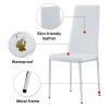 Grid Shaped Armless High Back Dining Chair; 2-Piece Set; Office Chair. Applicable to Dining Room; Living Room; Kitchen and Office.White Chair and Elec