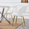 Modern Dining Chairs; Teddy Velvet Accent Chair; Living Room Leisure Chairs; Upholstered Side Chair with Golden Metal Legs for Dining Room Kitchen Van