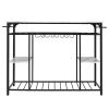 TOPMAX Counter Height Kitchen Dining Room Kitchen Island Prep Table with Glass Racks; Kitchen Rack with Large Worktop; Console Table for Living Room;