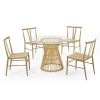 5 Pieces Round Tempered Glass Top Dining Table and Metal Dining Chair for Kitchen;  Living Room and Dining Room (Table + 4 Chairs)