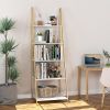 Ladder rack 5 layers modern bookcase multifunctional bookshelf storage rack plant flower rack white