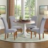 Set of 2 Uphostered Kitchen Dining Chairs w/Wood Legs; Padded Seat; Linen Fabric; Nails; Dining Chairs; Ideal for Dining Room; Kitchen; Living Room