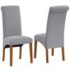 Set of 2 Uphostered Kitchen Dining Chairs w/Wood Legs; Padded Seat; Linen Fabric; Nails; Dining Chairs; Ideal for Dining Room; Kitchen; Living Room