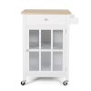 Medway Modern Glass Paneled Kitchen Trolley White