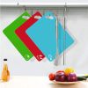 Set of 6 Colored Chopping Board Mats with Food Icons & Easy-Grip Handles Thick Flexible Plastic Kitchen Cutting Board Mats Set Non-Porous Dishwasher S