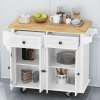 Kitchen Island Cart with Two Storage Cabinets and Two Locking Wheels; 43.31 Inch Width; 4 Door Cabinet and Two Drawers; Spice Rack; Towel Rack (White)