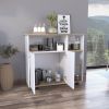 Paprika Kitchen Cart; Four Casters ; Four Open Shelves; Double Door Cabinet -Light Oak / White