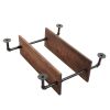 2-Tier Industrial Wall-Mounted Pipe Shelf with Metal Frame;  Safe and Sturdy