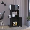 Clip Kitchen Cart; Single Door Cabinet; Four Casters -Black