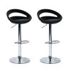 Ergonomic Streamlined Kitchen Island Stools Set of 2 ABS Counter Height Bar Chairs with Footrest Chrome Base for Kitchen Pub Island Bar; Black High Gl