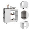 Nigella Kitchen Cart; Two Storage Shelves; Four Casters; Three Side Shelves -White / Dark Brown