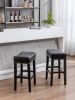 Counter Height 26" Bar Stools for Kitchen Counter Backless Faux Leather Stools Farmhouse Island Chairs (26 Inch;  Black;  Set of 2)