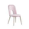 Mid Century Velvet Upholstered Dining Chair with Metal Legs for Kitchen; Dining; Living; Guest; Bed Room Side Chair; Set of 2; Light Pink