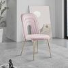 Mid Century Velvet Upholstered Dining Chair with Metal Legs for Kitchen; Dining; Living; Guest; Bed Room Side Chair; Set of 2; Light Pink