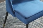 Dining Chairs Set of 2; Velvet Dining Chairs; Mid Century Modern Dining Chairs; Upholstered Chairs for Dining Room; Kitchen -(Blue)