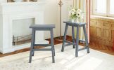 TOPMAX Farmhouse Rustic 2-piece Counter Height Wood Kitchen Dining Stools for Small Places; Gray