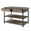 Macaria Kitchen Island; Rustic Oak &amp; Black Finish AC00403