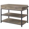 Macaria Kitchen Island; Rustic Oak &amp; Black Finish AC00403