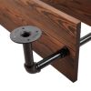 2-Tier Industrial Wall-Mounted Pipe Shelf with Metal Frame;  Safe and Sturdy