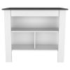 Cala Kitchen Island; Four Legs; Three Shelves -White / Onyx