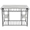 TOPMAX Counter Height Kitchen Dining Room Kitchen Island Prep Table with Glass Racks; Kitchen Rack with Large Worktop; Console Table for Living Room;