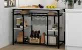 TOPMAX Counter Height Kitchen Dining Room Kitchen Island Prep Table with Glass Racks; Kitchen Rack with Large Worktop; Console Table for Living Room;