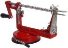 New 3-in-1 Stainless Steel Hand-cranking Apple Peeler Slicer Peeler Red