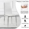 Grid Shaped Armless High Back Dining Chair; 2-Piece Set; Office Chair. Applicable to Dining Room; Living Room; Kitchen and Office.White Chair and Elec