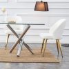 Modern Dining Chairs; Teddy Velvet Accent Chair; Living Room Leisure Chairs; Upholstered Side Chair with Golden Metal Legs for Dining Room Kitchen Van