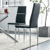 Grid Shaped Armless High Back Dining Chair; 2-Piece Set; Office Chair. Applicable to Dining Room; Living Room; Kitchen and Office.Black Chair and Elec