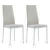 Grid Shaped Armless High Back Dining Chair; 2-Piece Set; Office Chair. Applicable to Dining Room; Living Room; Kitchen and Office.Grey Chair and Elect