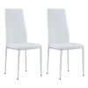 Grid Shaped Armless High Back Dining Chair; 2-Piece Set; Office Chair. Applicable to Dining Room; Living Room; Kitchen and Office.White Chair and Elec